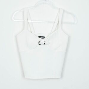 Carbon38 Womens Buckle Detail Crop Top Camisole Size XS White Athletic Workout